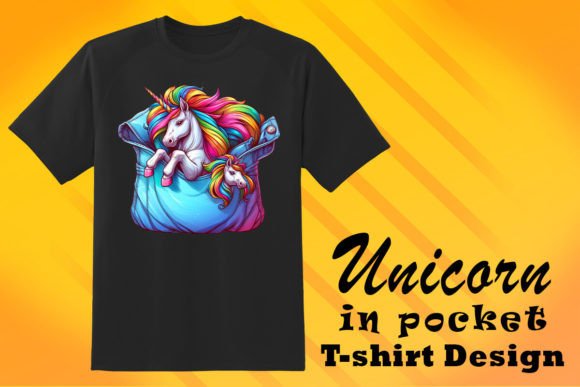 Pocket Unicorn Lover Graphic T-Shirt: A Whimsical Design Asset