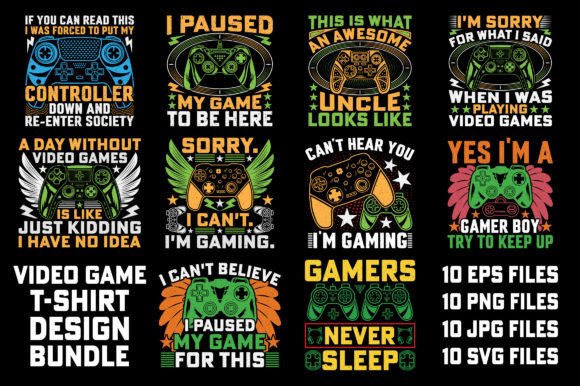 Video Game T-Shirt Design Bundle: Your Creative Toolkit